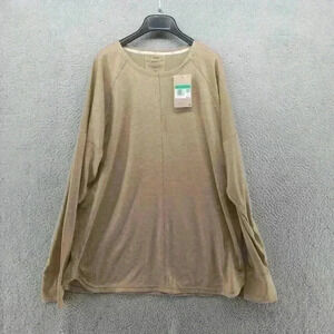 Nike Shirt Mens XL Beige Khaki Yoga Long Sleeve Dri-Fit Crew Top Training FB7775